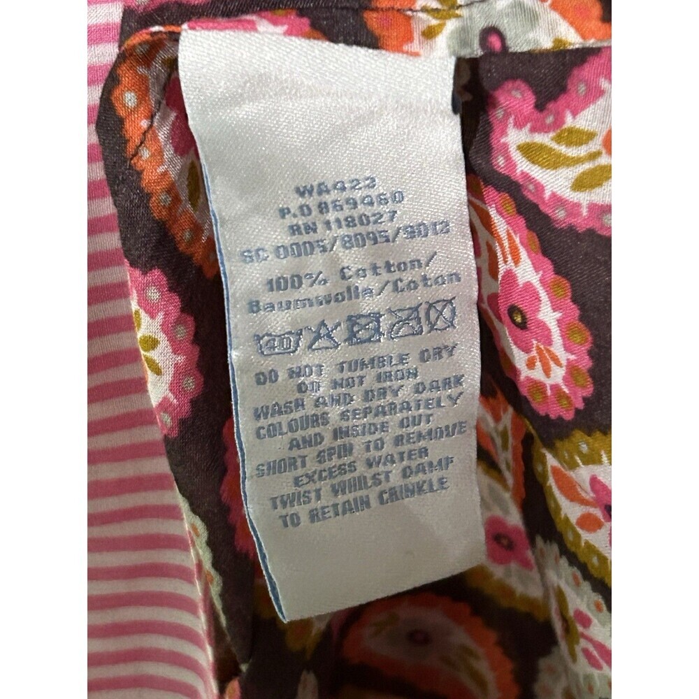 Boden Paisley Gauzy Swim Coverup Size 6 US Brown Pink Stripe Trim Embroidery - Picture 6 of 8